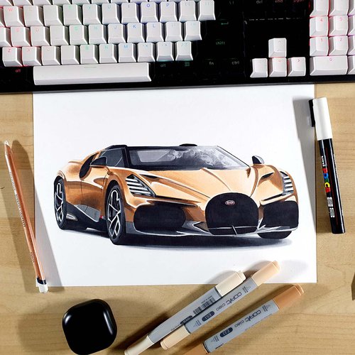 Easy Step-by-Step Bugatti Tourbillon Drawing Tutorial